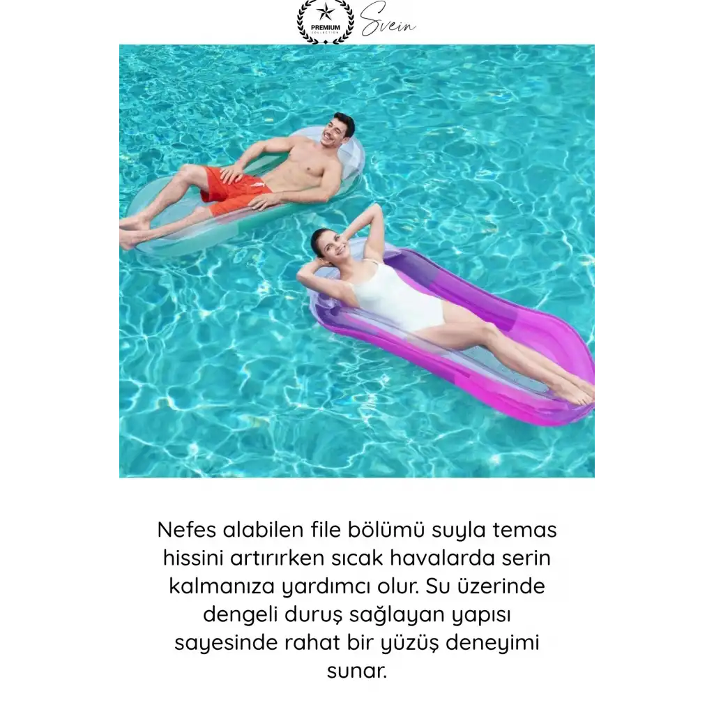 #DenizYatağı Fileli Deniz Yatağı Havuz Şezlongu Şişme Yüzer Minder UV Korumalı Vinil Plaj Tatil Su Keyfi Taşınabilir Dayanıklı Konforlu Relax Yatak 160x84 Cm Yüzme Platformu