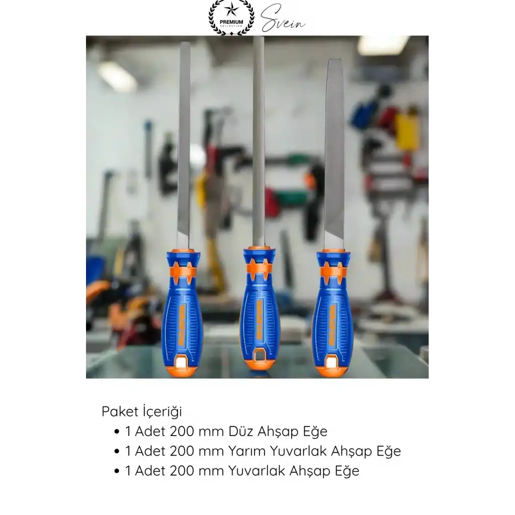 #EğeSeti 3 Parça Ahşap Eğe Seti 200 mm Orta Pürüzlü Düz Yarım Yuvarlak Yuvarlak Törpü Ergonomik Sap Karbon Çelik Marangoz Mobilya Oyma Zımparalama El Aleti Profesyonel