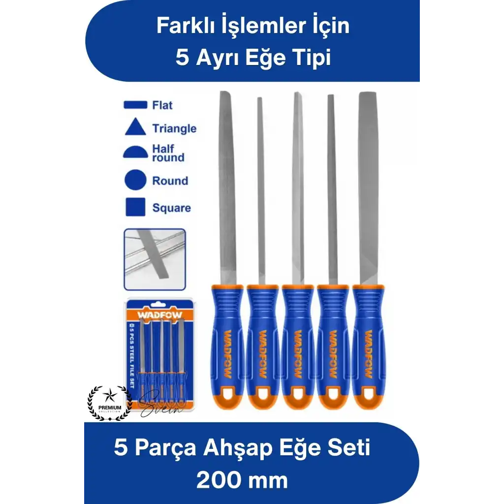 #EğeSeti 5 Parça Metal Eğe Seti 200 mm Karbon Çelik Orta Pürüzlü Düz Yuvarlak Yarım Yuvarlak Kare Üçgen Törpü Ergonomik Sap Demir Çelik Bakır Alüminyum El İşleme Profesyonel