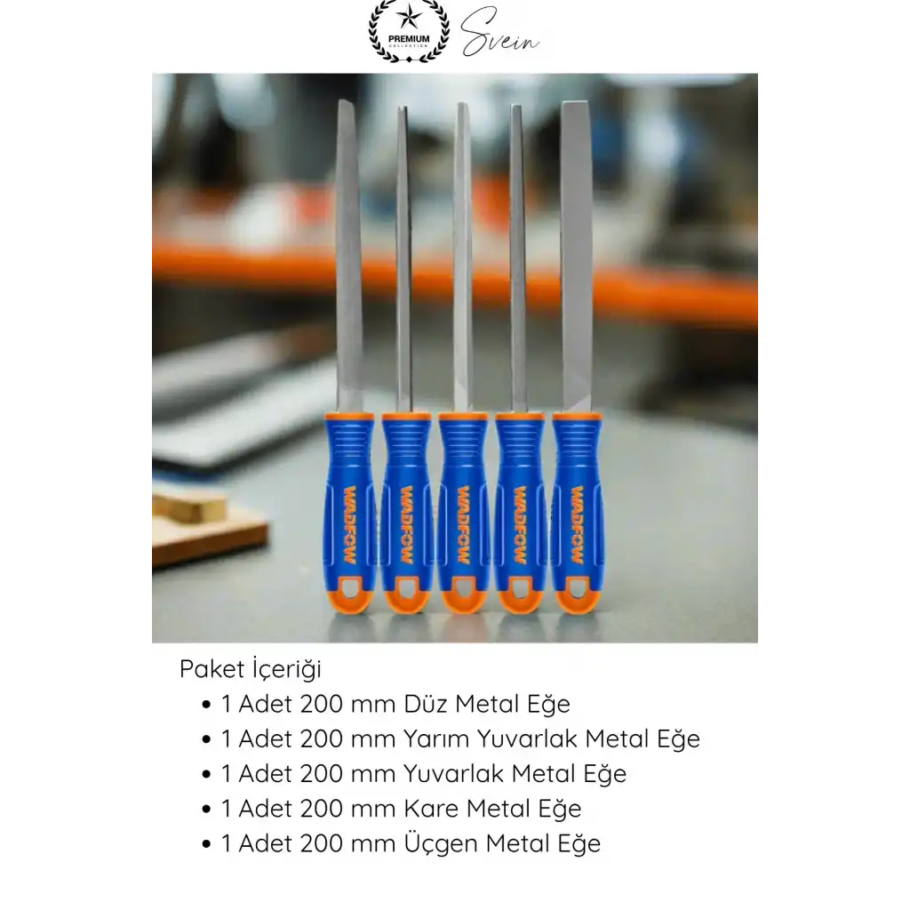 #EğeSeti 5 Parça Metal Eğe Seti 200 mm Karbon Çelik Orta Pürüzlü Düz Yuvarlak Yarım Yuvarlak Kare Üçgen Törpü Ergonomik Sap Demir Çelik Bakır Alüminyum El İşleme Profesyonel