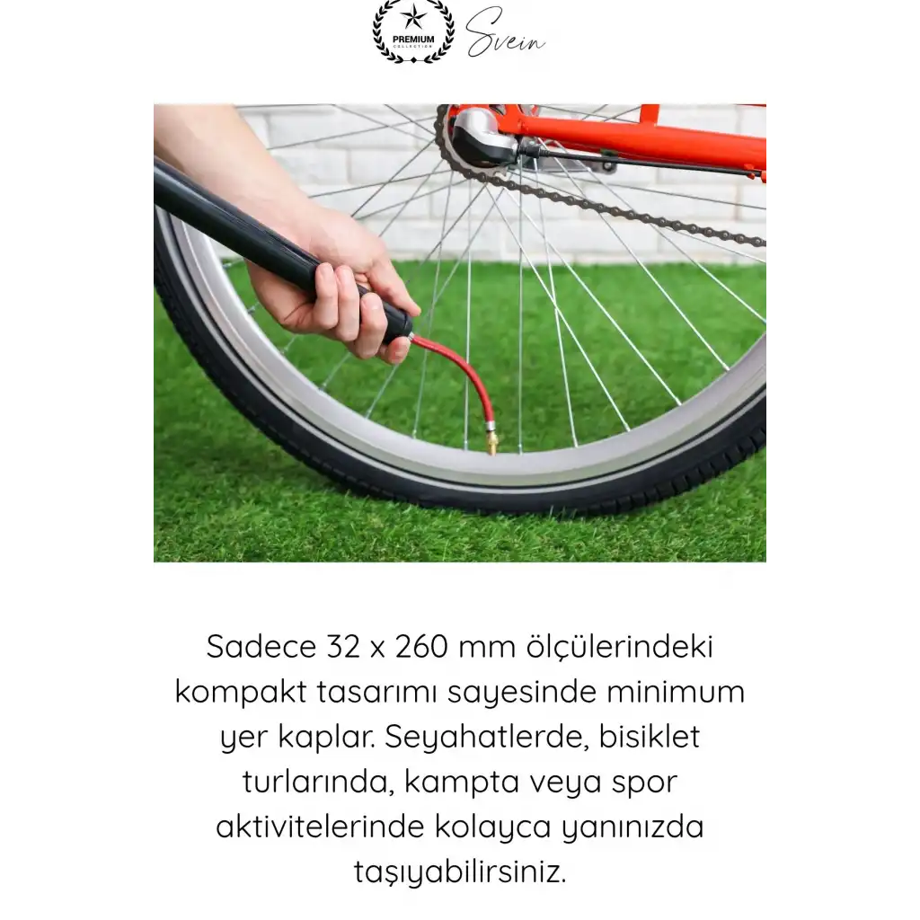 #ElPompası Metal El Tipi Hava Pompası 30 PSI Mini Bisiklet Lastik Top Şişirme Pompası Alüminyum Gövdeli İğne Uçlu Manuel Taşınabilir Futbol Basketbol Voleybol Araç Kamp Spor Pompası