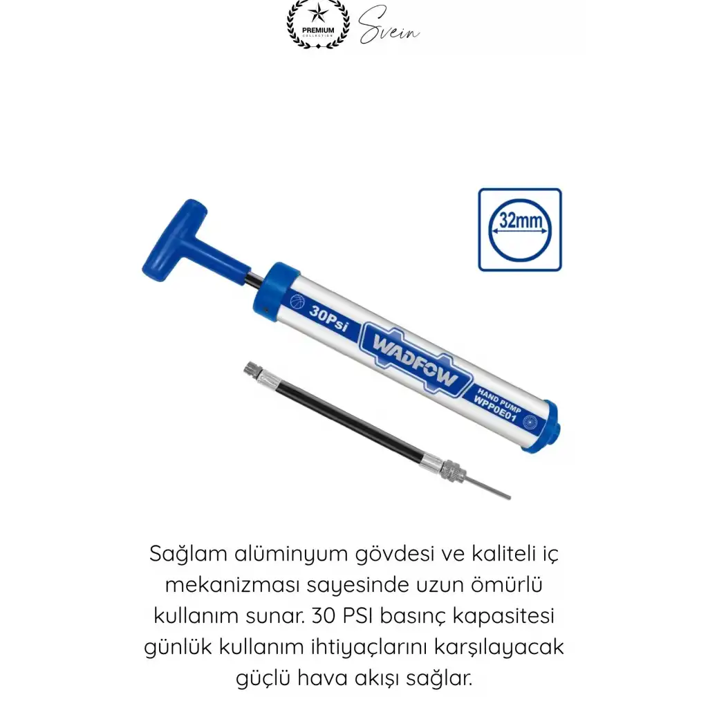 #ElPompası Metal El Tipi Hava Pompası 30 PSI Mini Bisiklet Lastik Top Şişirme Pompası Alüminyum Gövdeli İğne Uçlu Manuel Taşınabilir Futbol Basketbol Voleybol Araç Kamp Spor Pompası