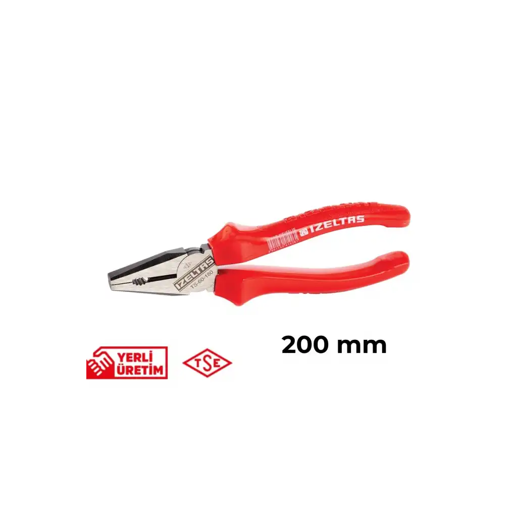İzeltaş Kombine Pense Opak Seri 200 mm Ergonomik Kaymaz Sağlam Tutuş Günlük ve Profesyonel Kullanım Elektrik Kablo Kesme Aleti