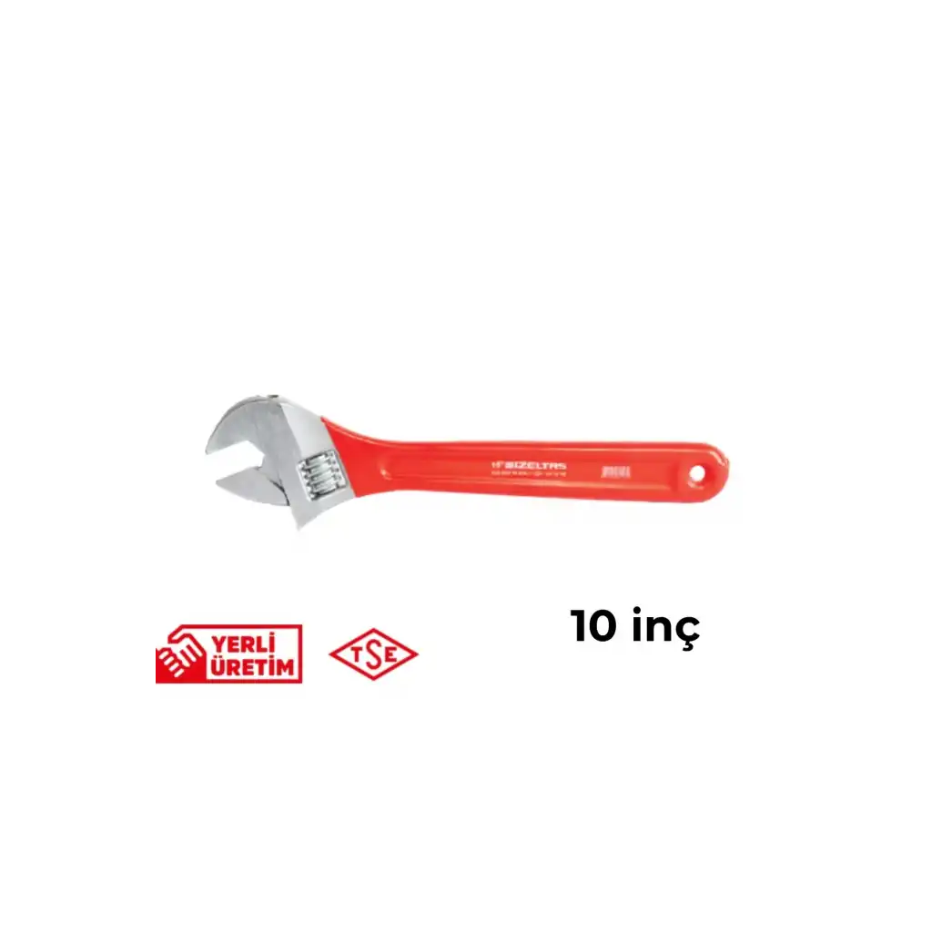 İzeltaş Kurbağacık Anahtar 10 İnç Uzun Ömürlü Ergonomik Saplı Sağlam Paslanmaz Çelik Çok Amaçlı Profesyonel Kullanım İngiliz Anahtarı