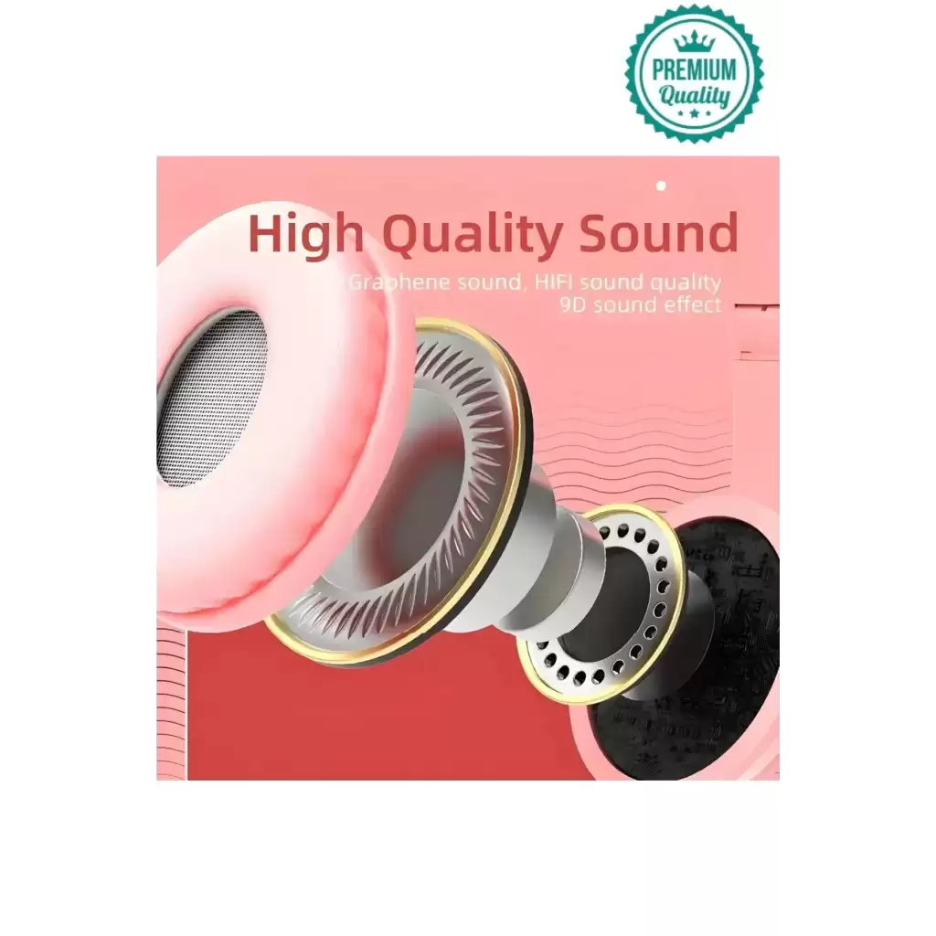 Kablosuz Gürültü Engelleyen Bluetooth Işıklı Mikrofonlu Kedi Kulaklı Sevimli Oyun Müzik Kulaklığı
