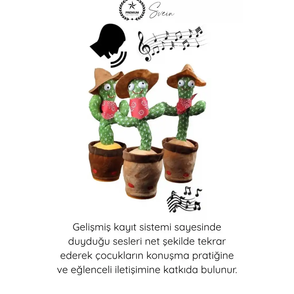 #Kaktüs Konuşan Dans Eden Kaktüs Oyuncak Sese Duyarlı Ses Kayıtlı Müzikli Peluş Bebek Eğitici Taklit Eden Hareketli İnteraktif Çocuk Oyuncağı 35 Cm Pil İle Çalışan
