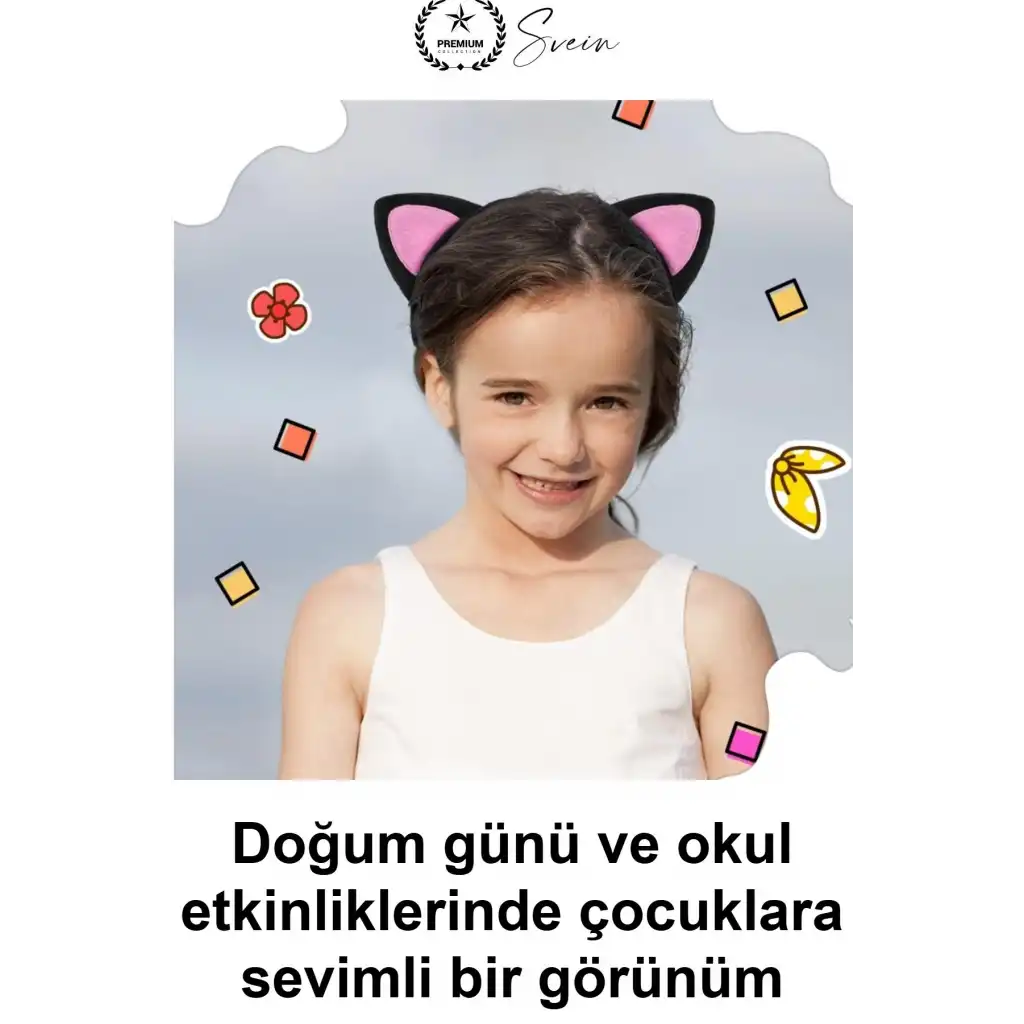 #KediKulakTaç Sevimli Pofuduk Kedi Kulak Taç Siyah Pembe Yumuşak Esnek Kostüm Parti Aksesuarı Cosplay Saç Bandı Çocuk Yetişkin Doğum Günü Fotoğraf Çekimi Okul Etkinliği Eğlenceli Hafif Şık Tasarım