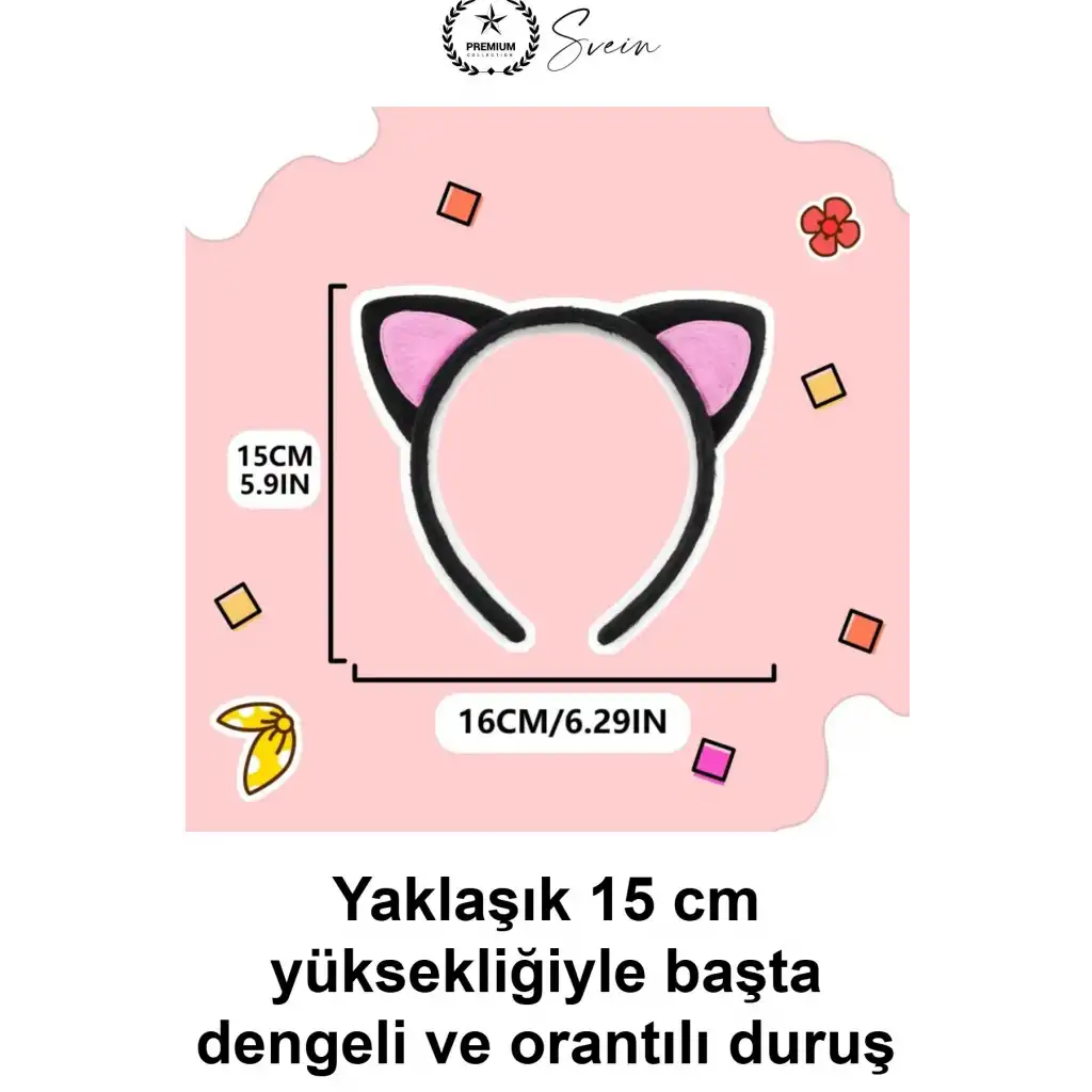 #KediKulakTaç Sevimli Pofuduk Kedi Kulak Taç Siyah Pembe Yumuşak Esnek Kostüm Parti Aksesuarı Cosplay Saç Bandı Çocuk Yetişkin Doğum Günü Fotoğraf Çekimi Okul Etkinliği Eğlenceli Hafif Şık Tasarım