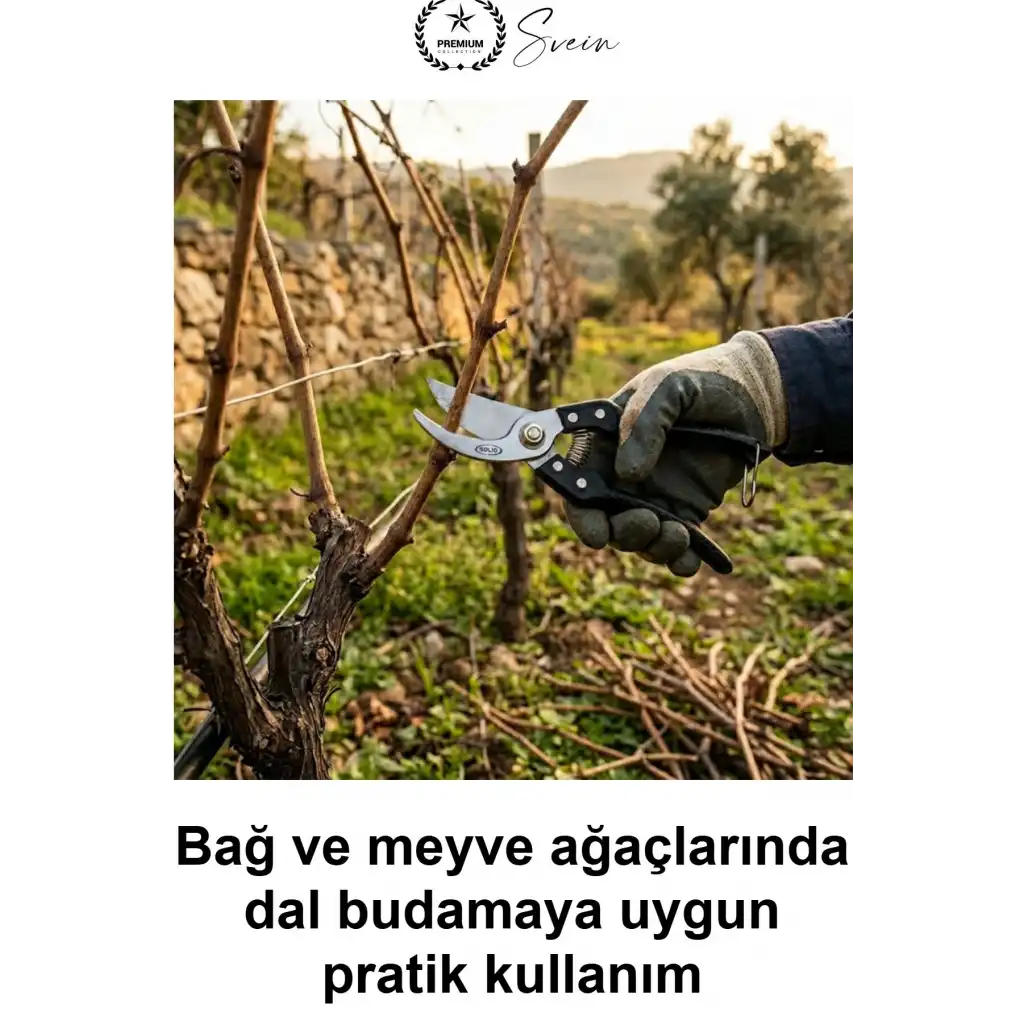 #BağMakası Çelik Bağ Budama Makası Geniş Ağızlı Yedek Yaylı 200 mm Bahçe Aleti Dal Kesme Aparatı Meyve Ağacı Fidan Asma Bağcılık Bitki Bakımı İçin Ergonomik Siyah Saplı El Tipi Kesici Budayıcı