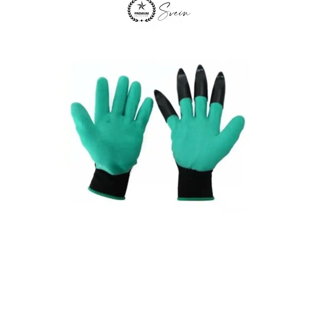 Pençeli Toprak Kazma Bahçe Eldiveni ABS Plastik Tırnaklı Kauçuk Kaplı Polyester Dikim Eşme Kazıma İçin Yeşil Siyah Bahçıvan Çiçek Fide Ekim Saksı Düzenleme Koruyucu Hobi Bahçecilik Aksesuarı 1 Çift