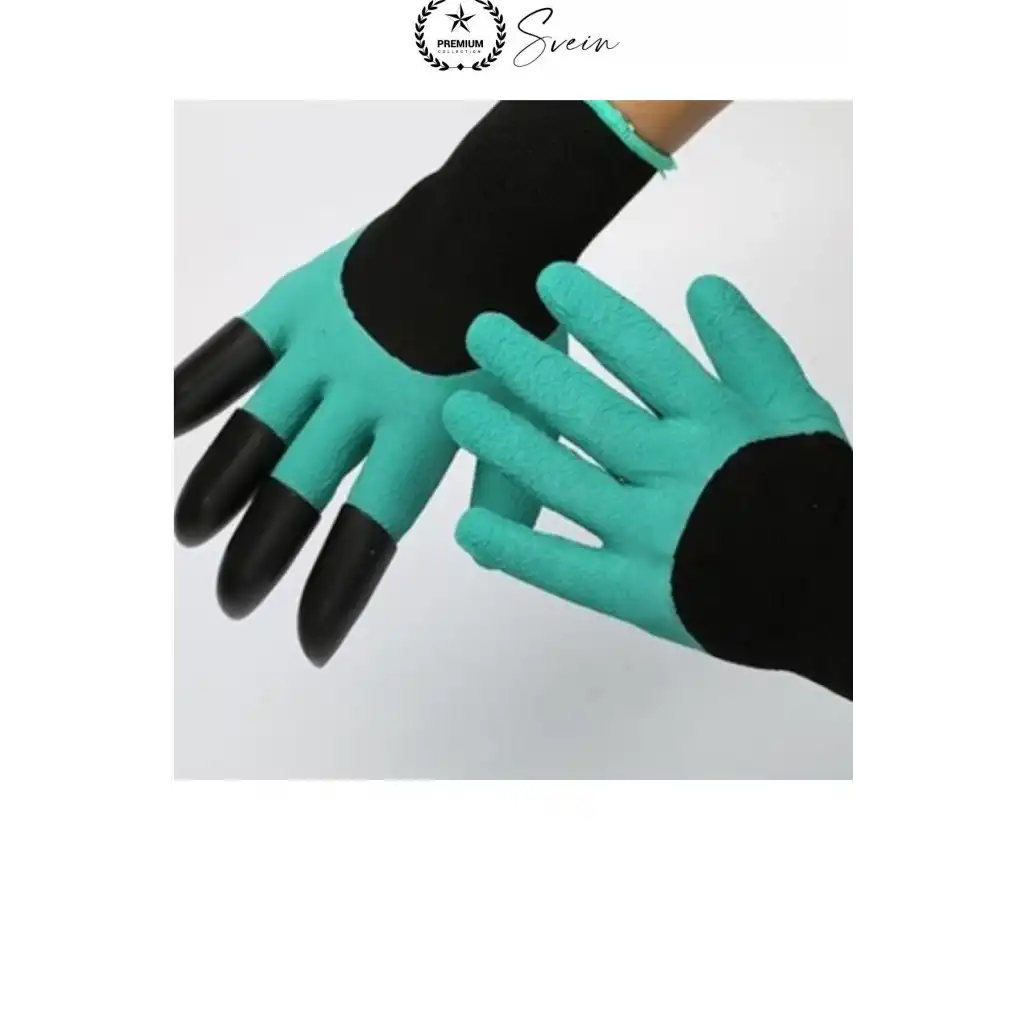 Pençeli Toprak Kazma Bahçe Eldiveni ABS Plastik Tırnaklı Kauçuk Kaplı Polyester Dikim Eşme Kazıma İçin Yeşil Siyah Bahçıvan Çiçek Fide Ekim Saksı Düzenleme Koruyucu Hobi Bahçecilik Aksesuarı 1 Çift