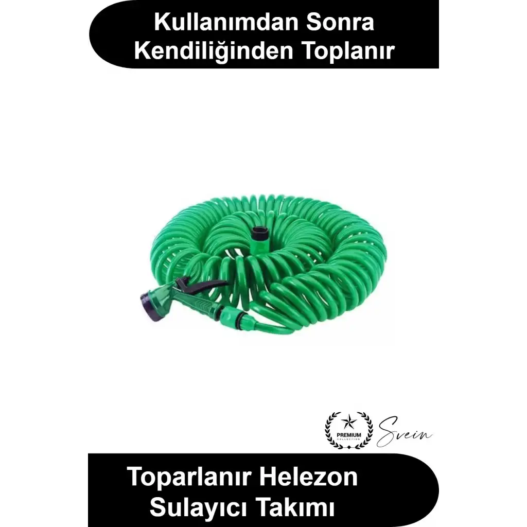 Spiral Bahçe Hortumu 30 Metre Kendiliğinden Toplanan Otomatik Kıvrılmaz Esnek Yaylı Hafif Dayanıklı Su Seti Çok Fonksiyonlu Püskürtme Tabancalı Araç Yıkama Sulama Balkon Teras Zemin Temizliği Yeşil