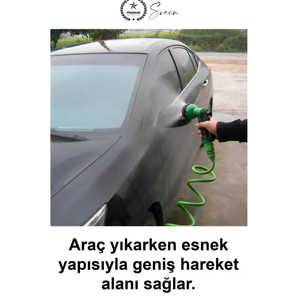 Spiral Bahçe Hortumu 30 Metre Kendiliğinden Toplanan Otomatik Kıvrılmaz Esnek Yaylı Hafif Dayanıklı Su Seti Çok Fonksiyonlu Püskürtme Tabancalı Araç Yıkama Sulama Balkon Teras Zemin Temizliği Yeşil