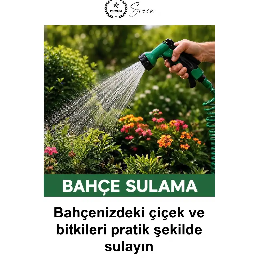 15 Metre Spiral Bahçe Hortumu Otomatik Toparlanan Esnek Hafif Dayanıklı Dolaşmayan Kıvrılmaz Bükülmez Çok Modlu Fonksiyonel Püskürtme Tabancalı Set Araç Yıkama Sulama Teras Zemin Temizlik Dış Mekan