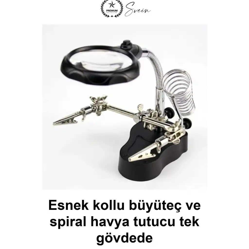 #HavyaStandı Mercekli Büyüteçli Havya Tutucu Işıklı Lehim Altlığı Elektronik Tamir Klipsli Üçüncü El Hassas Montaj Aparatı Metal Adaptörlü Saat Mücevher Maket Hobi Lehimleme Seti Devre Kartı Onarım