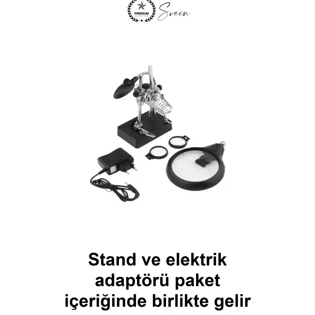 #HavyaStandı Mercekli Büyüteçli Havya Tutucu Işıklı Lehim Altlığı Elektronik Tamir Klipsli Üçüncü El Hassas Montaj Aparatı Metal Adaptörlü Saat Mücevher Maket Hobi Lehimleme Seti Devre Kartı Onarım