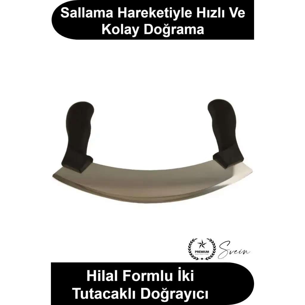 Yarım Ay Satır Kıyma Bıçağı Paslanmaz Çelik 25.5 cm Çift Saplı Sebze Doğrama Yeşillik Maydanoz Soğan Sarımsak Et Kıyıcı Pizza Dilimleme Kesici Mutfak Zırhı Bakalit Sap Bulaşık Makinesinde Yıkanabilir