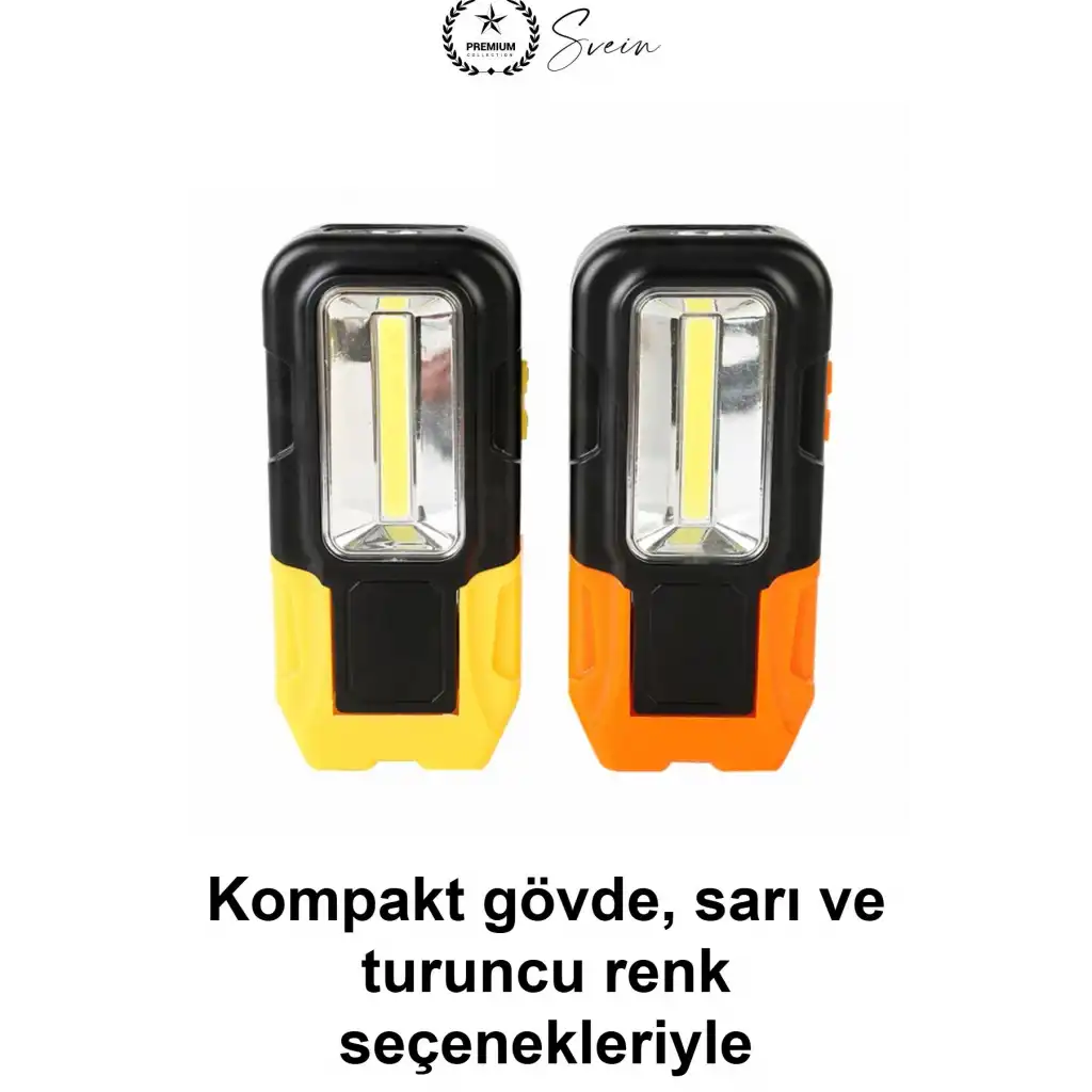 Pilli COB LED Çalışma Lambası Mıknatıslı Kancalı Taşınabilir Projektör Işık Kamp Feneri Garaj Tamirhane Oto Bakım Acil Durum Aydınlatması 20 Metre Menzilli Kablosuz Seyyar Çok Amaçlı Askılı Model
