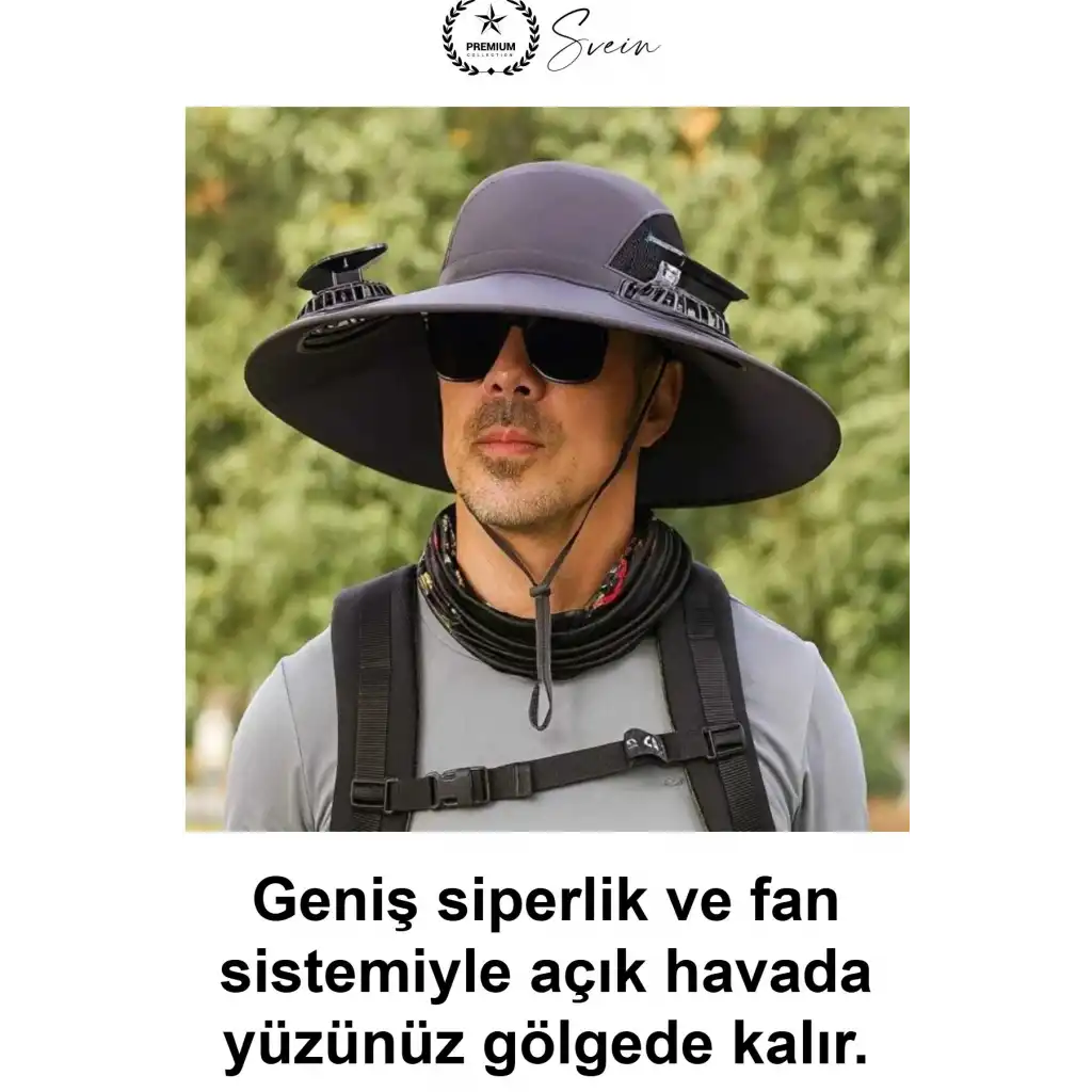 Güneş Enerjili Fanlı Balıkçı Şapka Solar Panelli Vantilatörlü Geniş Siperlikli Kamp Doğa Yürüyüşü Bahçe Yazlık Havalandırmalı Fileli Ayarlanabilir Çene İpli Outdoor Serinletici Safari Tekne Seyahat