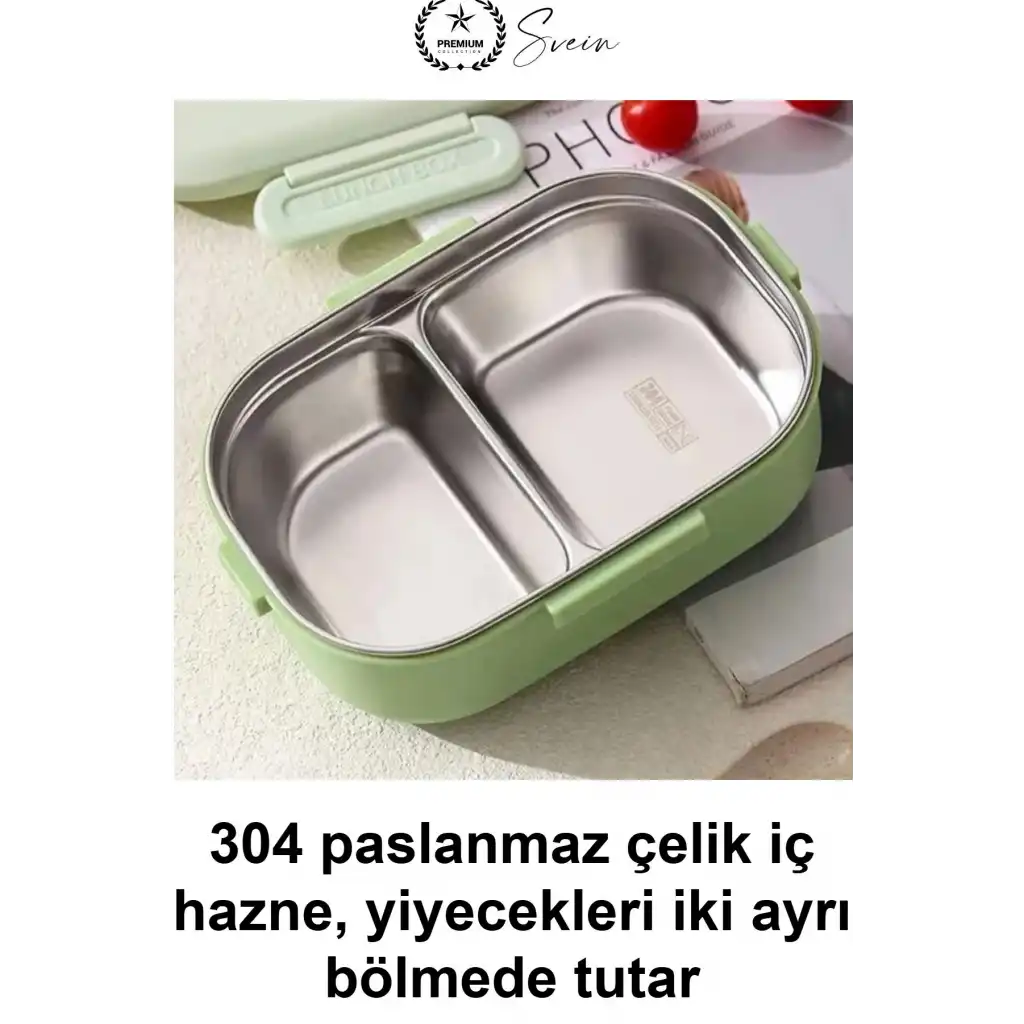 #YemekKabı 2 Bölmeli Beslenme Kutusu Sefer Tası 900 ml 304 Paslanmaz Çelik Sızdırmaz Kilitli Kapaklı Kaşık Çatallı Okul Ofis Piknik Seyahat Diyet Öğle Yemeği Taşınabilir Sağlıklı Lunch Box Bento