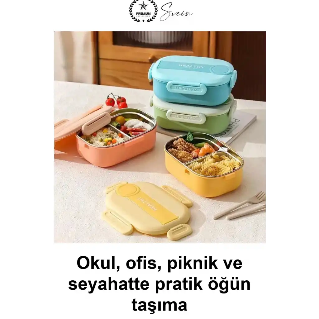 #YemekKabı 2 Bölmeli Beslenme Kutusu Sefer Tası 900 ml 304 Paslanmaz Çelik Sızdırmaz Kilitli Kapaklı Kaşık Çatallı Okul Ofis Piknik Seyahat Diyet Öğle Yemeği Taşınabilir Sağlıklı Lunch Box Bento