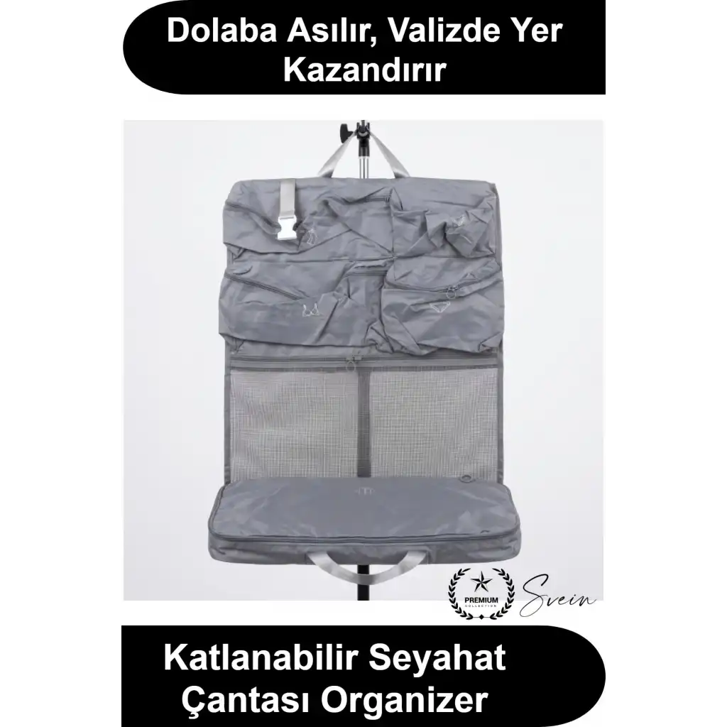 #ValizOrganizer Seyahat Çantası Katlanabilir Askılı Yer Küçültücü Düzenleyici Çok Bölmeli Tatil Bavul Organizeri Dolaba Asılabilir Mesh Cepli Su İtici Kabin Boyu Uyumlu Kıyafet Giysi Taşıma Seti