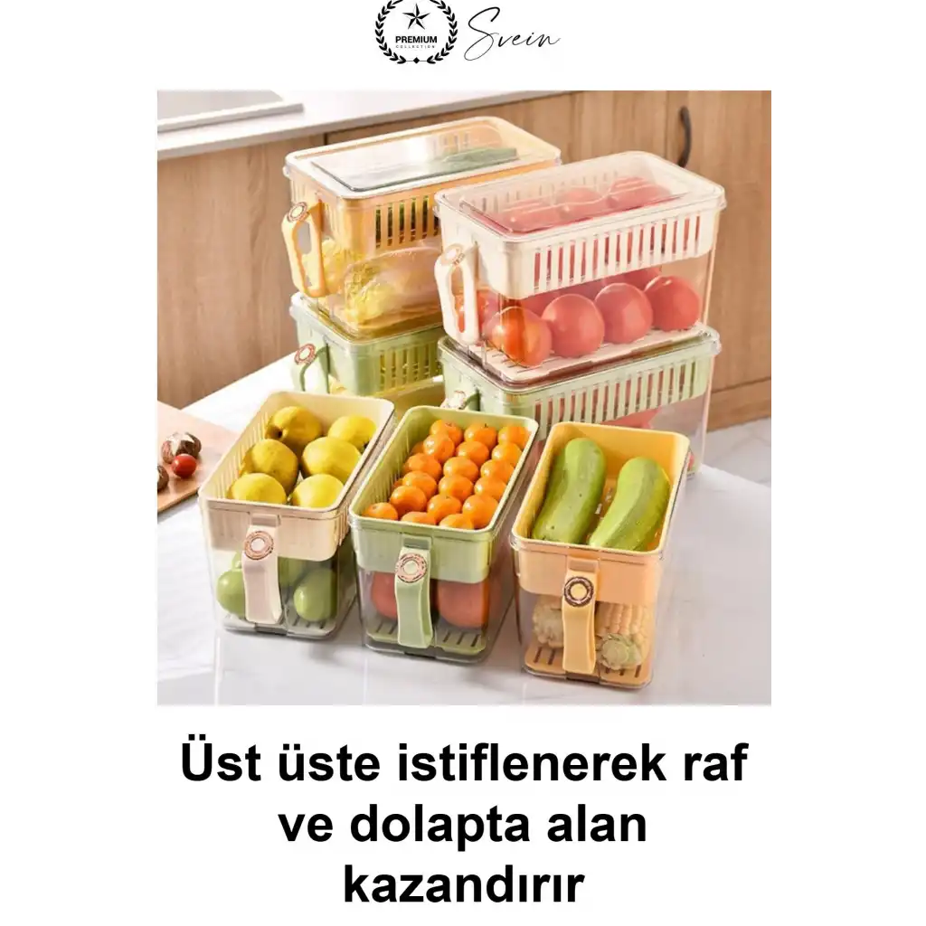 #BuzdolabıSaklamaKabı Vakumlu Kapaklı Süzgeçli Buzdolabı Saklama Kabı Şeffaf Sebze Meyve Organizeri Saplı Düzenleyici Kutu Mutfak Kiler Dolap İçi Erzak Gıda Muhafaza Sızdırmaz Tazelik Koruyucu Sepetli