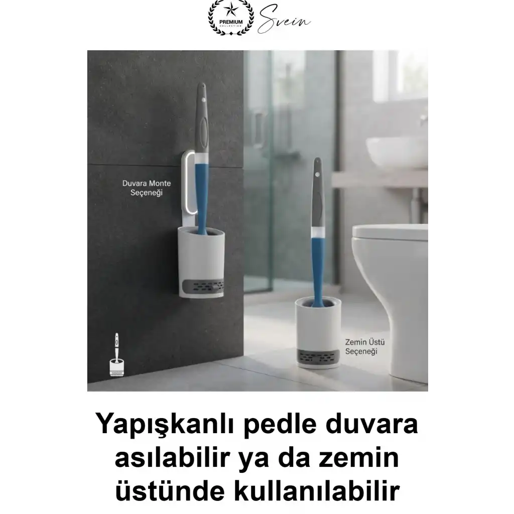 #TuvaletFırçası Deterjan Hazneli Silikon Tuvalet Fırçası Duvara Monte Askılı Yapışkanlı Havalandırmalı Tutuculu Banyo Klozet Wc Temizleme Seti Hijyenik Zemin Üstü Kullanım Matkapsız Montaj Pratik