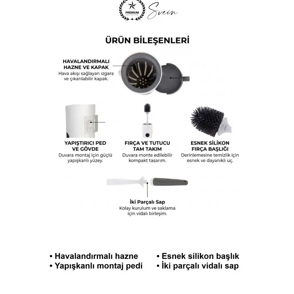 #TuvaletFırçası Deterjan Hazneli Silikon Tuvalet Fırçası Duvara Monte Askılı Yapışkanlı Havalandırmalı Tutuculu Banyo Klozet Wc Temizleme Seti Hijyenik Zemin Üstü Kullanım Matkapsız Montaj Pratik