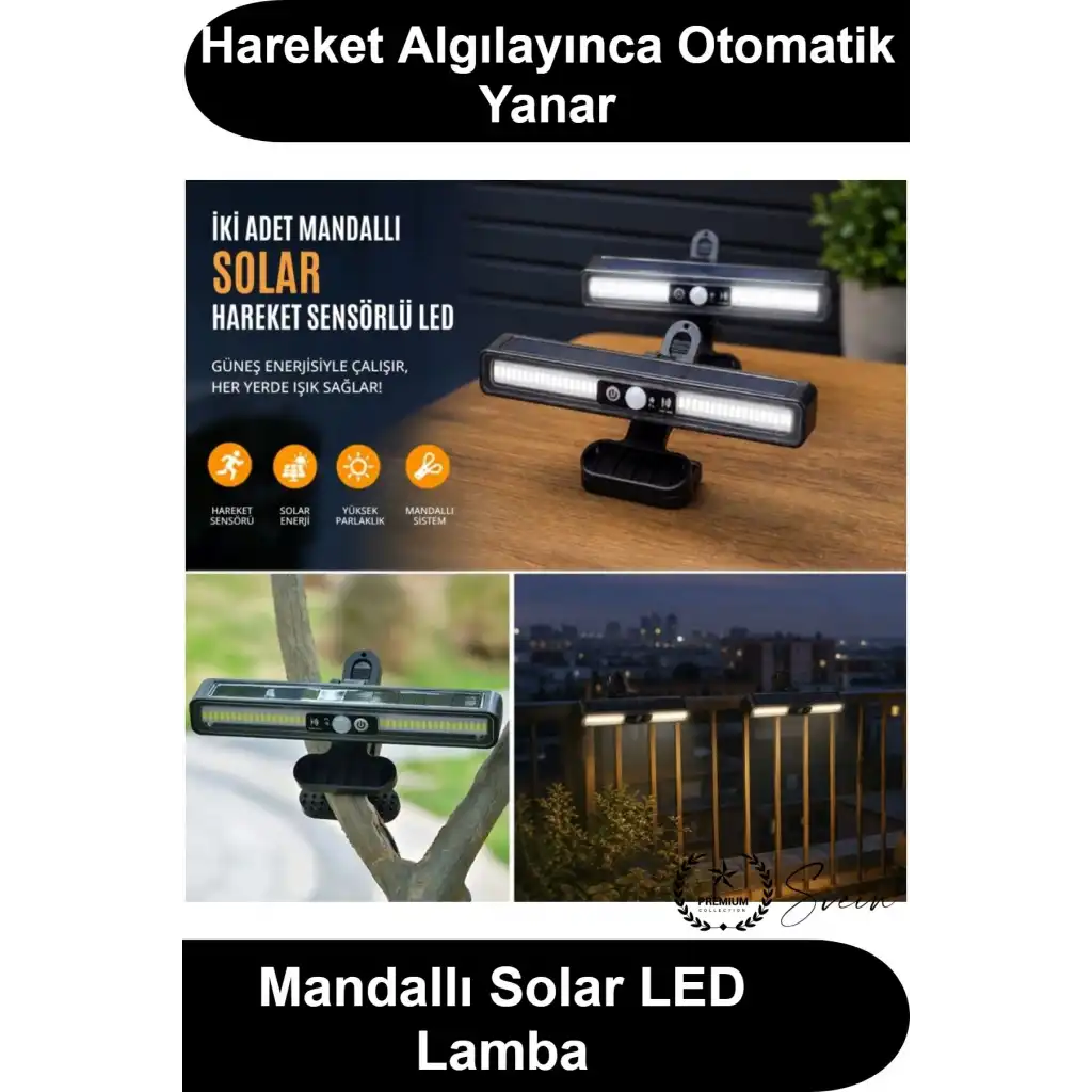#SolarLamba 2li Mandallı 36 LED Güneş Enerjili Hareket Sensörlü Bahçe Aydınlatma 3 Modlu Kablosuz Dış Mekan Balkon Teras Korkuluk Şemsiye Kamp Çadır Işığı Suya Dayanıklı Kıskaçlı Garaj Duvar Spotu