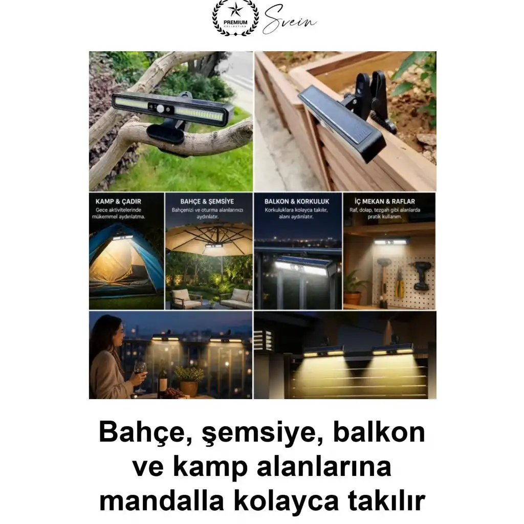 #SolarLamba 2li Mandallı 36 LED Güneş Enerjili Hareket Sensörlü Bahçe Aydınlatma 3 Modlu Kablosuz Dış Mekan Balkon Teras Korkuluk Şemsiye Kamp Çadır Işığı Suya Dayanıklı Kıskaçlı Garaj Duvar Spotu