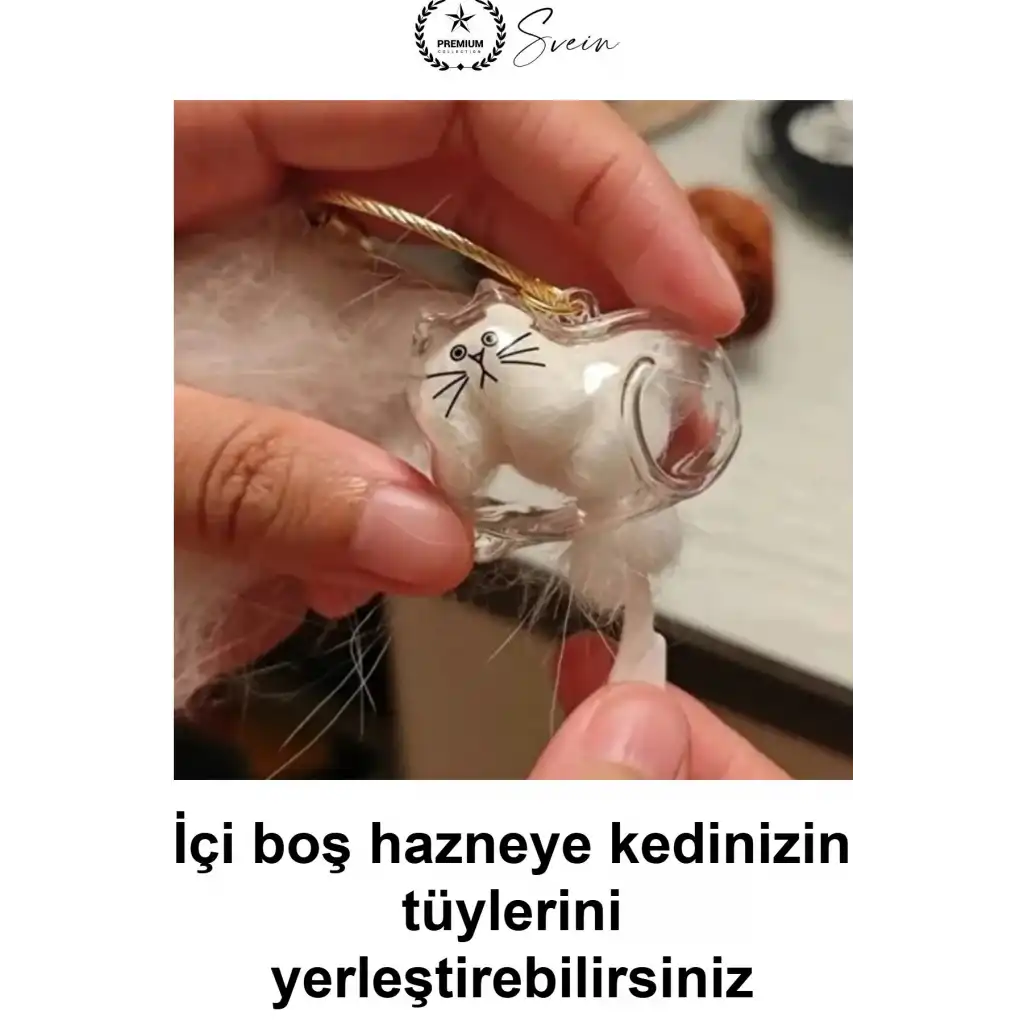 #KediAnahtarlığı Kedi Figürlü Şeffaf Anı Anahtarlığı Tüy Saklama Hazneli Hatıra Aksesuarı Evcil Hayvan Sahibine Anlamlı Hediye Çanta Süsü Akrilik Metal Halkalı Sevimli Tasarım Karışık Model 4-6 cm