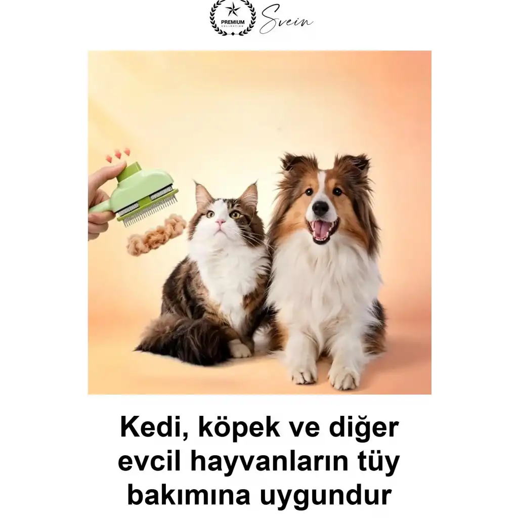 #KediTarağı Pratik Basmalı Kendini Temizleyen Evcil Hayvan Kıtık Açıcı Tarak Köpek Tavşan Tüy Toplama Fırçası Paslanmaz Çelik Uçlu Düğüm Çözücü Ergonomik Saplı Kaymaz Tutmalı Bakım Aparatı