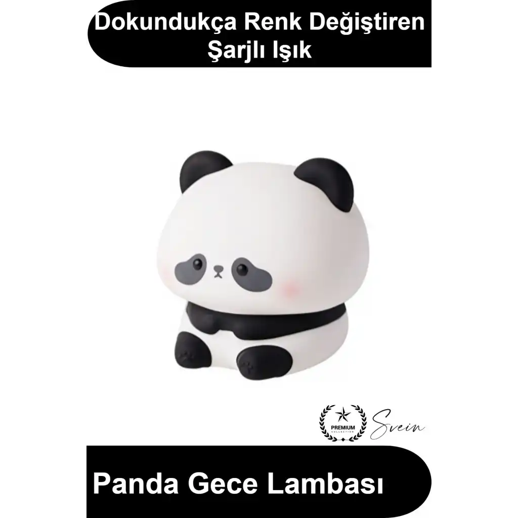 #PandaGeceLambası Panda Gece Lambası Dokunmatik Şarjlı Silikon Çocuk Bebek Odası Başucu Uyku Emzirme Işığı RGB Renk Değiştiren Zaman Ayarlı Kablosuz Masum Oturan Sevimli Tasarım Dekoratif Hediye