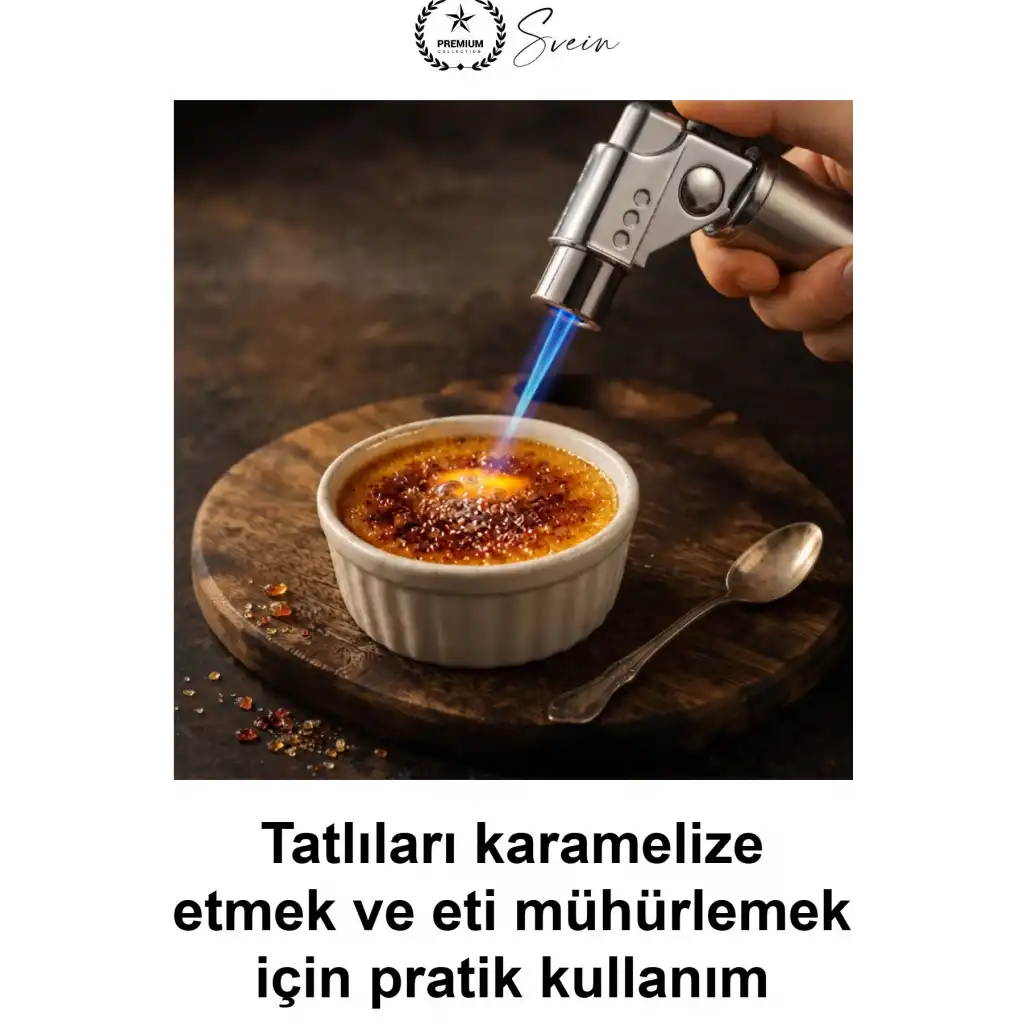 Lüks Metal Pürmüz Ayaklı Kendinden Tüplü Ayarlanabilir Jet Alevli Mutfak Kamp Hobi Çakmağı Tatlı Karamelize Etme Et Mühürleme Krem Brule Lehimleme Torch Şaloma Masa Üstü Gazlı Tabanca