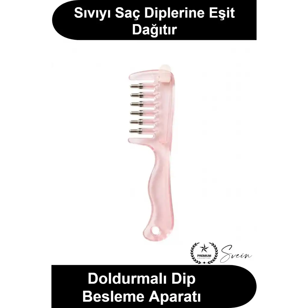 Saç Bakım Yağı Uygulama Tarağı Serum Aplikatörü Yeniden Doldurulabilir Hazneli Sızdırmaz Contalı Kafa Derisi Masajı Şeffaf Pembe Taşınabilir Yıkanabilir Besleyici Sıvı Dağıtıcı Kompakt Model