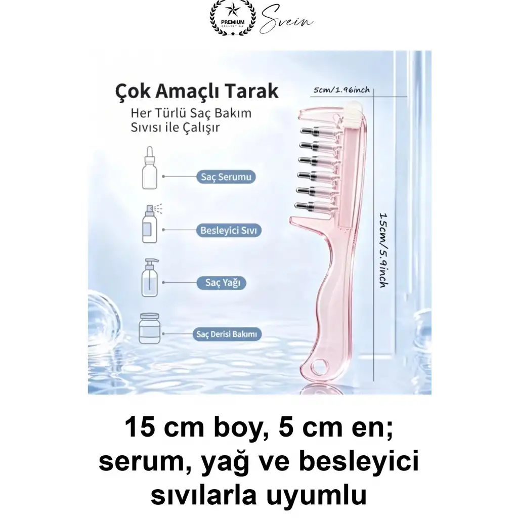 Saç Bakım Yağı Uygulama Tarağı Serum Aplikatörü Yeniden Doldurulabilir Hazneli Sızdırmaz Contalı Kafa Derisi Masajı Şeffaf Pembe Taşınabilir Yıkanabilir Besleyici Sıvı Dağıtıcı Kompakt Model