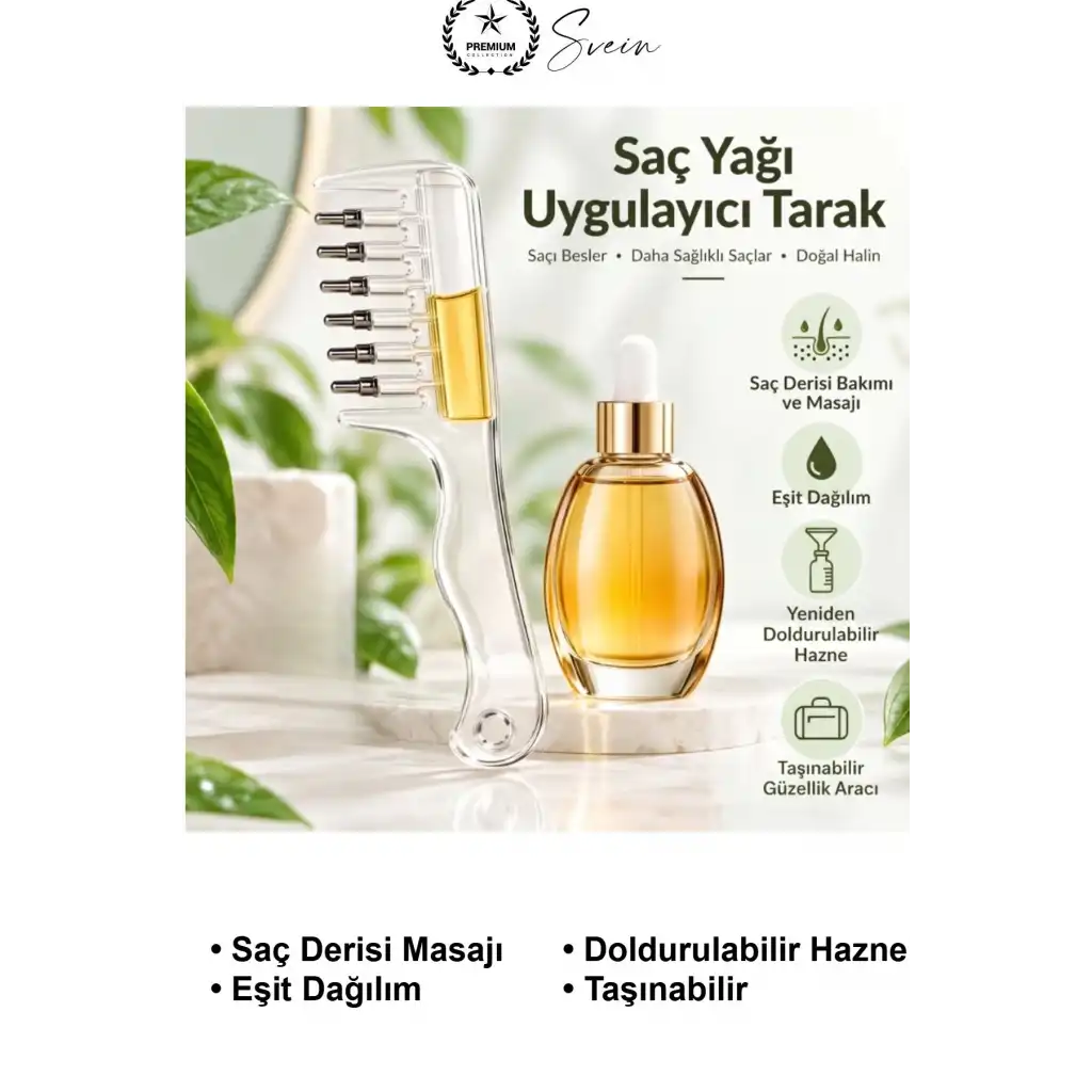 Saç Bakım Yağı Uygulama Tarağı Serum Aplikatörü Yeniden Doldurulabilir Hazneli Sızdırmaz Contalı Kafa Derisi Masajı Şeffaf Pembe Taşınabilir Yıkanabilir Besleyici Sıvı Dağıtıcı Kompakt Model