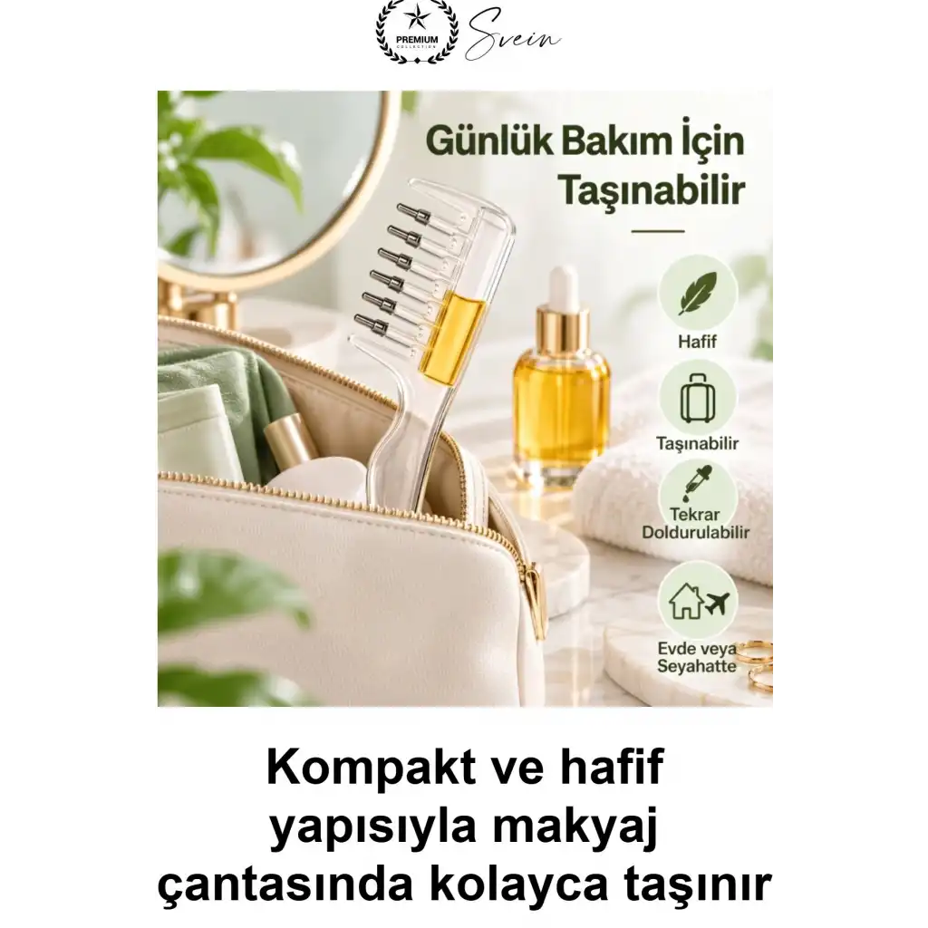 Saç Bakım Yağı Uygulama Tarağı Serum Aplikatörü Yeniden Doldurulabilir Hazneli Sızdırmaz Contalı Kafa Derisi Masajı Şeffaf Pembe Taşınabilir Yıkanabilir Besleyici Sıvı Dağıtıcı Kompakt Model