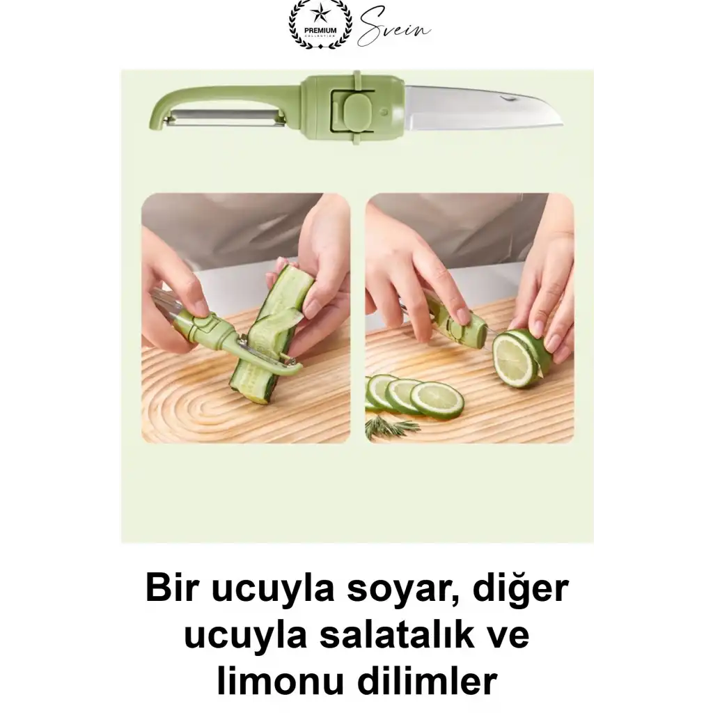 Çift Taraflı Meyve Sebze Bıçağı Soyacak Uçlu Paslanmaz Çelik Kılıflı Mutfak Gereci Salatalık Limon Dilimleme Soyma Aparatı Kamp Piknik Seyahat İçin Taşınabilir Pratik Ergonomik Salata Hazırlama Aracı