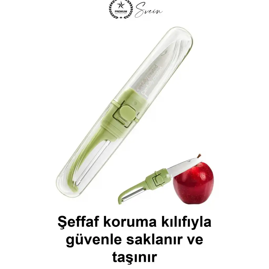 Çift Taraflı Meyve Sebze Bıçağı Soyacak Uçlu Paslanmaz Çelik Kılıflı Mutfak Gereci Salatalık Limon Dilimleme Soyma Aparatı Kamp Piknik Seyahat İçin Taşınabilir Pratik Ergonomik Salata Hazırlama Aracı