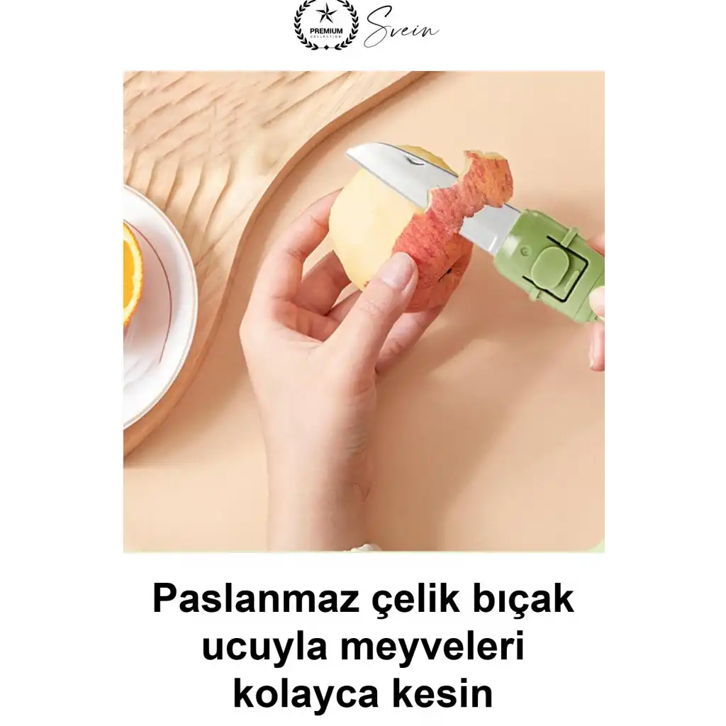 Çift Taraflı Meyve Sebze Bıçağı Soyacak Uçlu Paslanmaz Çelik Kılıflı Mutfak Gereci Salatalık Limon Dilimleme Soyma Aparatı Kamp Piknik Seyahat İçin Taşınabilir Pratik Ergonomik Salata Hazırlama Aracı