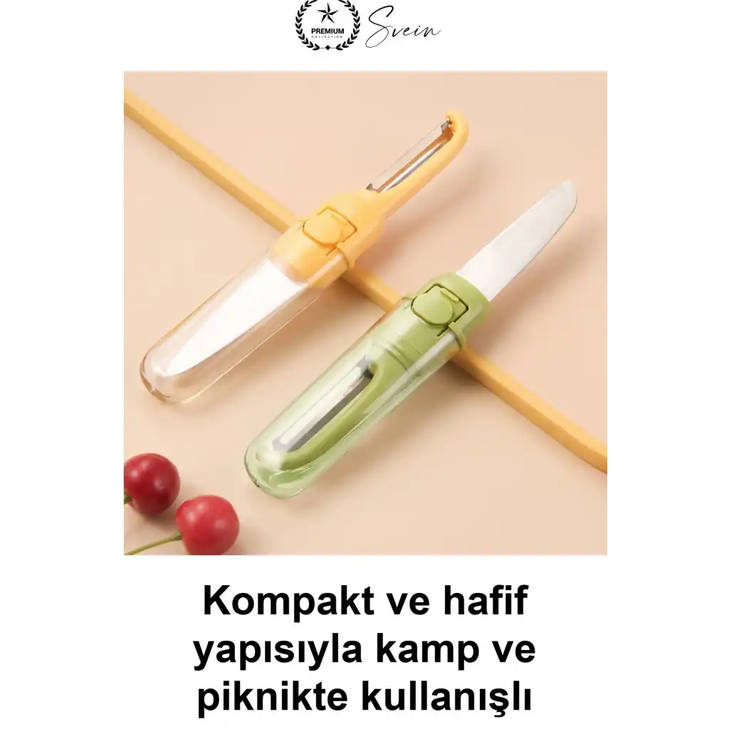 Çift Taraflı Meyve Sebze Bıçağı Soyacak Uçlu Paslanmaz Çelik Kılıflı Mutfak Gereci Salatalık Limon Dilimleme Soyma Aparatı Kamp Piknik Seyahat İçin Taşınabilir Pratik Ergonomik Salata Hazırlama Aracı