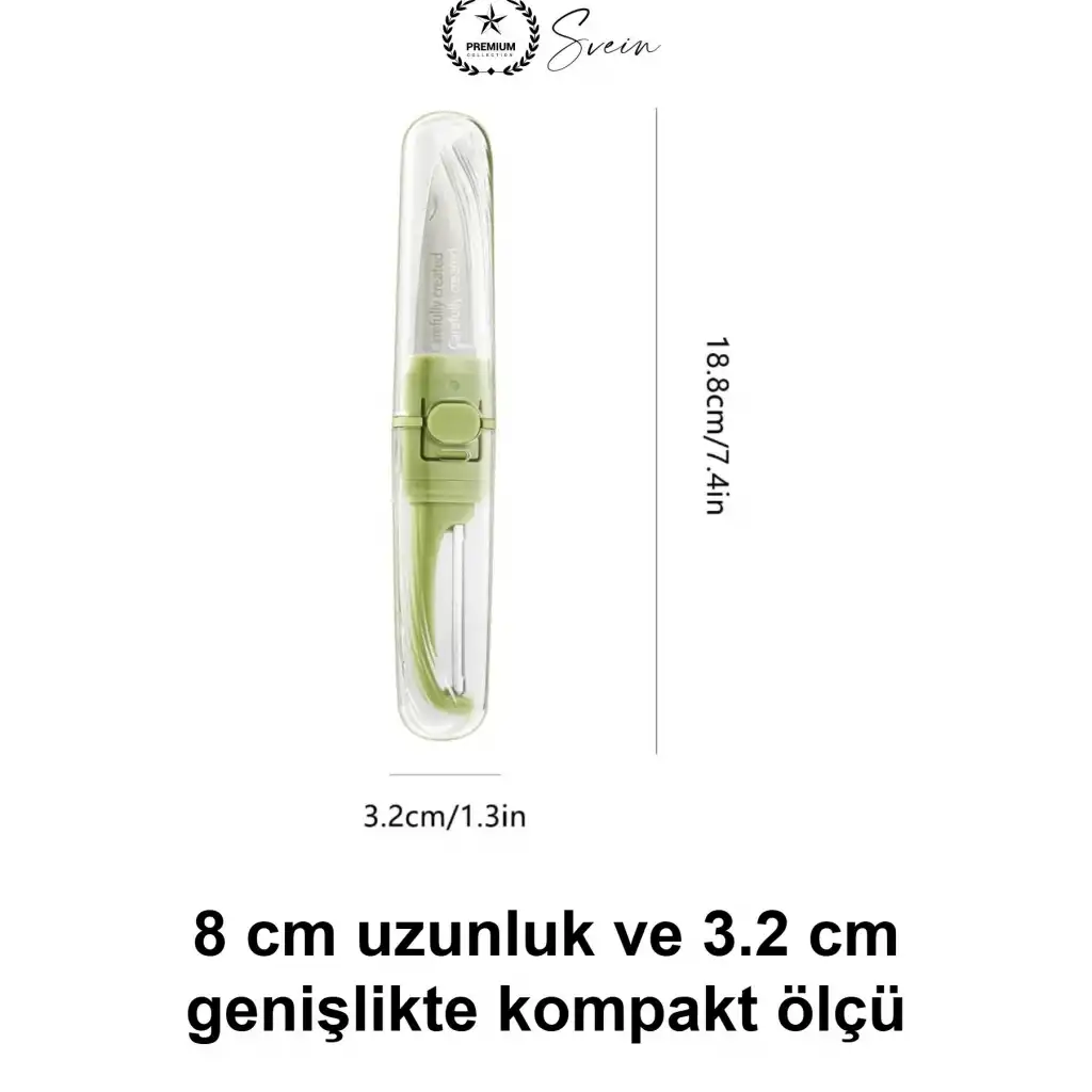 Çift Taraflı Meyve Sebze Bıçağı Soyacak Uçlu Paslanmaz Çelik Kılıflı Mutfak Gereci Salatalık Limon Dilimleme Soyma Aparatı Kamp Piknik Seyahat İçin Taşınabilir Pratik Ergonomik Salata Hazırlama Aracı