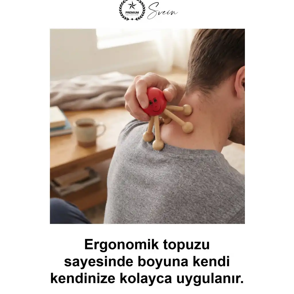 Doğal Ahşap Masaj Aleti Uğur Böceği Tasarımlı 6 Noktalı Ergonomik Manuel Sırt Boyun Omuz Bel Bacak İçin Rahatlatıcı Vücut Ev Ofis Kullanımı Sevimli Hediyelik Taşınabilir Kompakt Model