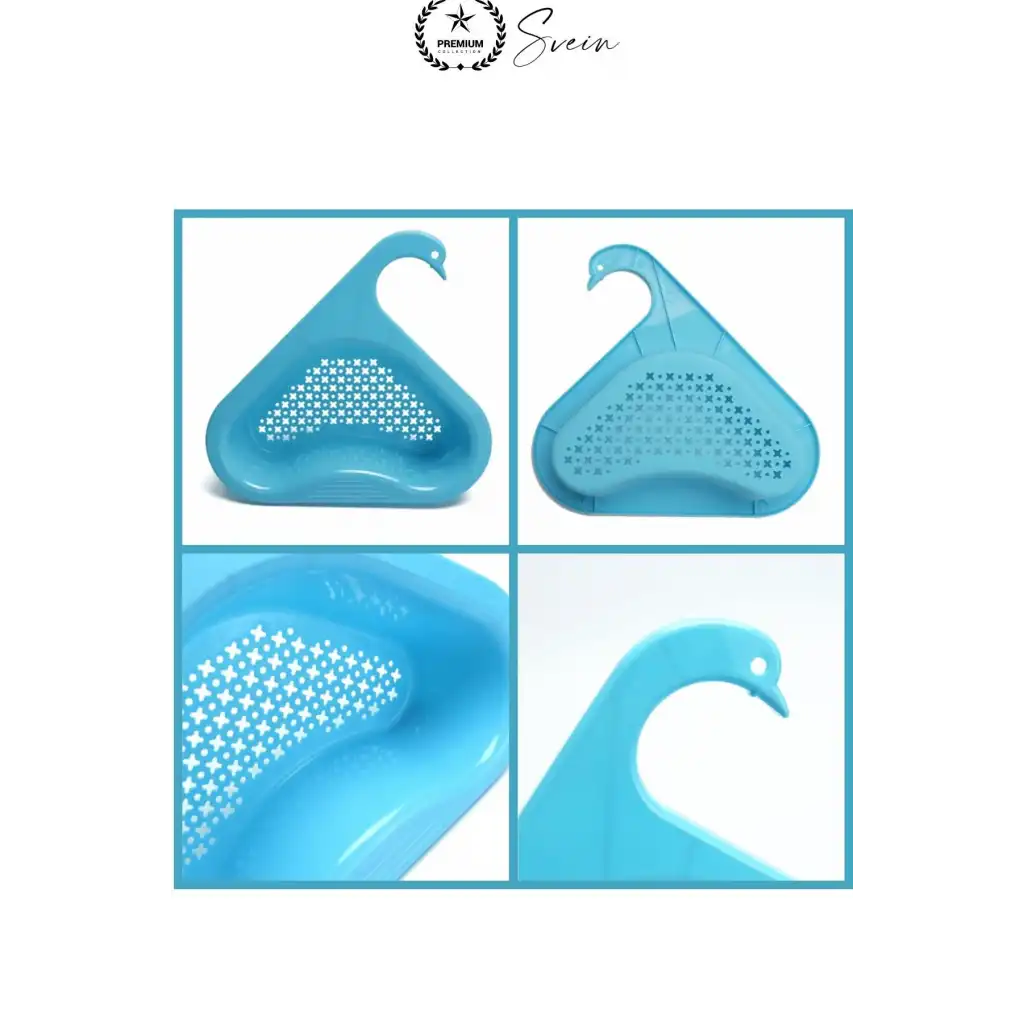 Kuğu Tasarımlı Lavabo Süzgeci Musluğa Asılabilen Evye Drenaj Sepeti Plastik Delikli Mutfak Düzenleyici Meyve Sebze Yıkama Yemek Artığı Süzme Sünger Tutucu Pratik Hızlı Su Tahliyeli Üçgen Form