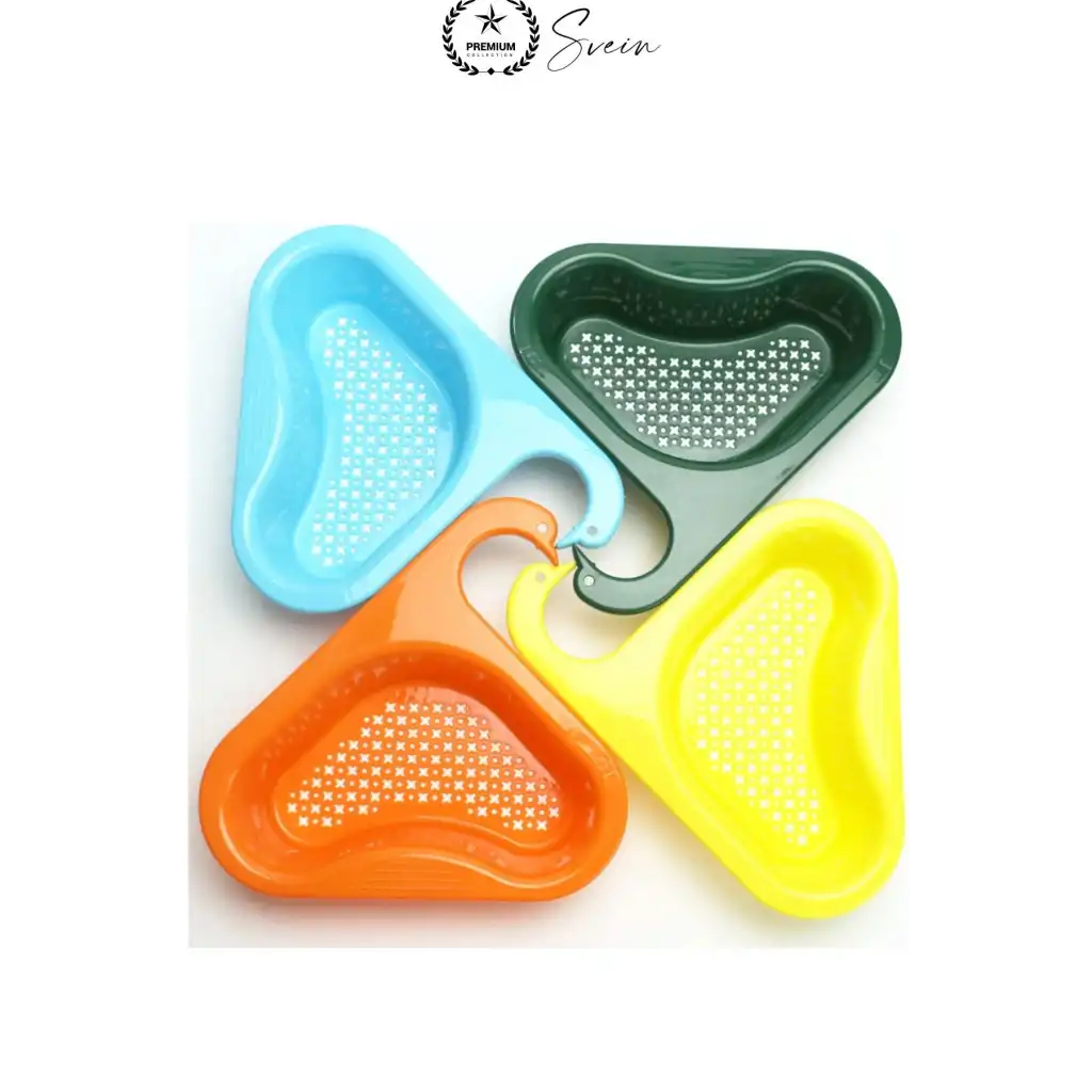 Kuğu Tasarımlı Lavabo Süzgeci Musluğa Asılabilen Evye Drenaj Sepeti Plastik Delikli Mutfak Düzenleyici Meyve Sebze Yıkama Yemek Artığı Süzme Sünger Tutucu Pratik Hızlı Su Tahliyeli Üçgen Form