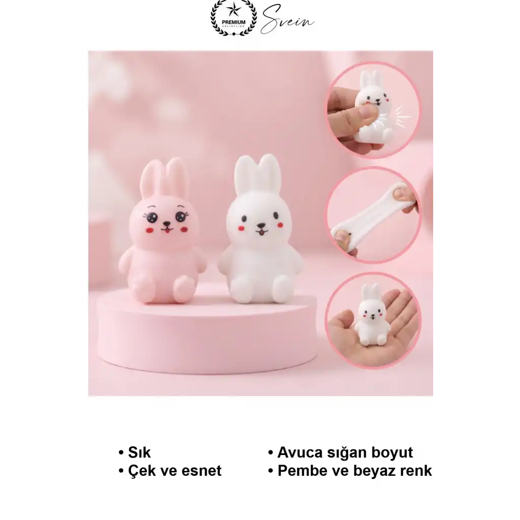 #TavşanSquishy Tavşan Tasarımlı Squishy 12li Set Sıkmalı Stres Oyuncağı Karışık Renk Esnek Silikon TPR Yumuşak Sevimli Figür Çocuk Hediyelik El Egzersizi Antistres Pembe Beyaz Kulaklı Mini Model