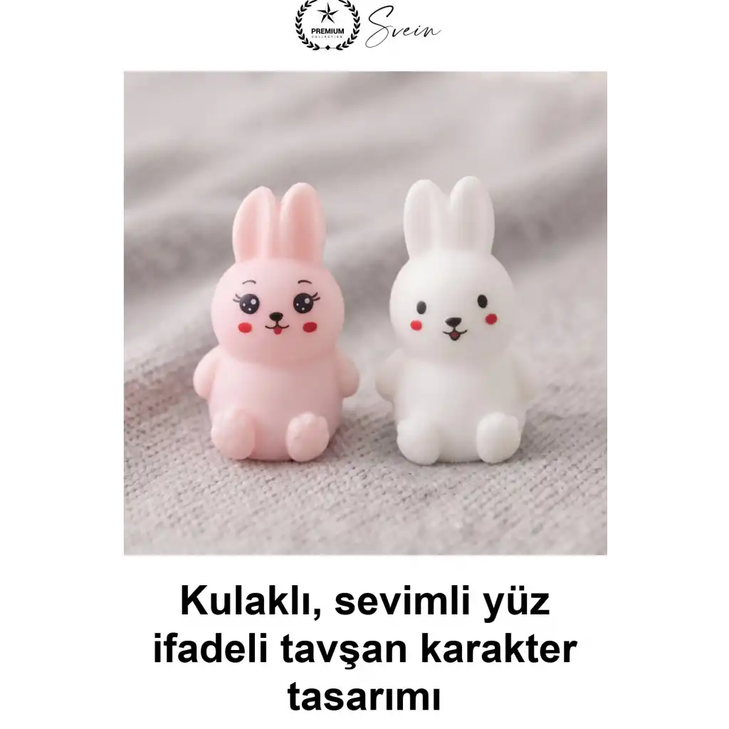 #TavşanSquishy Tavşan Tasarımlı Squishy 12li Set Sıkmalı Stres Oyuncağı Karışık Renk Esnek Silikon TPR Yumuşak Sevimli Figür Çocuk Hediyelik El Egzersizi Antistres Pembe Beyaz Kulaklı Mini Model