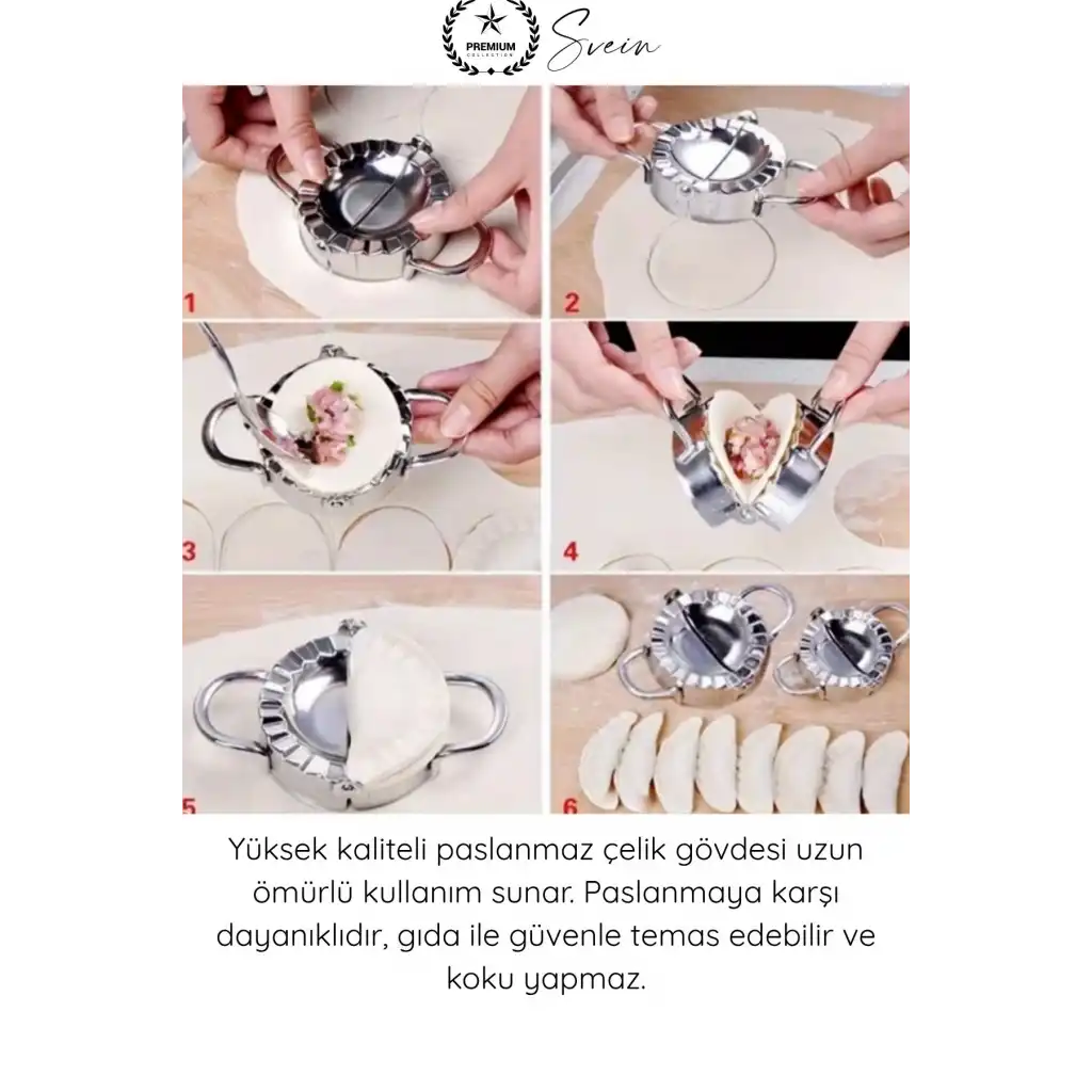 #Kalıp Paslanmaz Çelik Mantı Kurabiye Donut Kesici 7.5 cm Profesyonel Yuvarlak Hamur Kesme Kalıbı Ravioli Gyoza Börek Poğaça Hamur Şekillendirici Mühürleyici Mutfak Aparatı